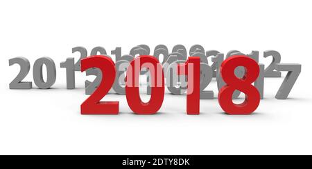 2018 come rappresenta il nuovo anno 2018, rendering tridimensionale, illustrazione 3D Foto Stock