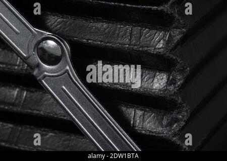 Dettagli della fotocamera Vintage a soffietto Foto Stock