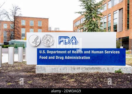 Sede della FDA presso il White Oak Campus di Silver Spring, Maryland, USA - 13 gennaio 2020. La Food and Drug Administration (FDA) degli Stati Uniti è un FED Foto Stock