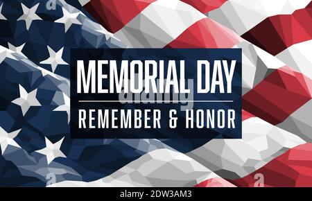 Overlay grafico sottolineato del Memorial Day sulla bandiera americana Illustrazione Vettoriale