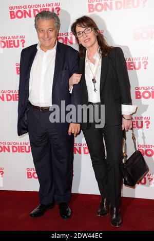 Christian Clavier e Chantal Lauby alla Premiere di 'Qu'est-ce qu'on a fait au Bon Dieu' tenutasi a le Grand Rex a Parigi, Francia il 10 aprile 2014. Foto di Nicolas Briquet/ABACAPRESS.COM Foto Stock