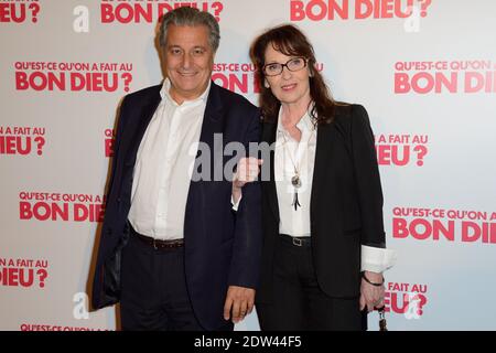 Christian Clavier e Chantal Lauby alla Premiere di 'Qu'est-ce qu'on a fait au Bon Dieu' tenutasi a le Grand Rex a Parigi, Francia il 10 aprile 2014. Foto di Nicolas Briquet/ABACAPRESS.COM Foto Stock