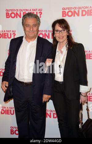 Christian Clavier e Chantal Lauby alla Premiere di 'Qu'est-ce qu'on a fait au Bon Dieu' tenutasi a le Grand Rex a Parigi, Francia il 10 aprile 2014. Foto di Nicolas Briquet/ABACAPRESS.COM Foto Stock