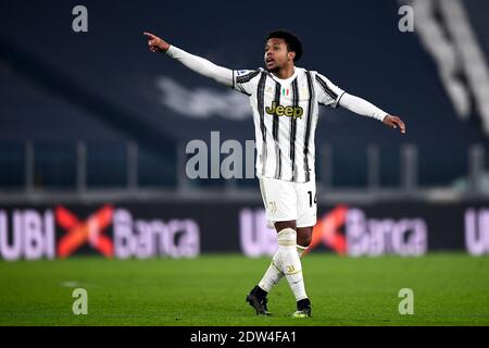 Torino, Italia. 22 dicembre 2020. TORINO - 22 dicembre 2020: Weston McKennie di Juventus FC gesti durante la Serie UNA partita di calcio tra Juventus FC e ACF Fiorentina. (Foto di Nicolò campo/Sipa USA) Credit: Sipa USA/Alamy Live News Foto Stock