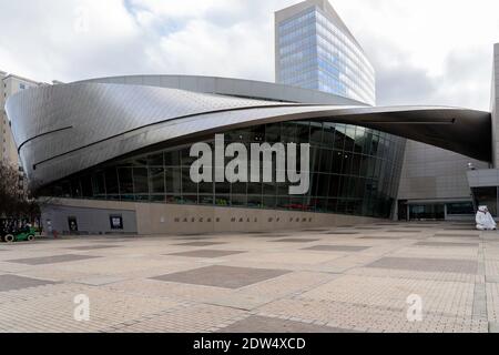 Vista esterna della NASCAR Hall of Fame a Charlotte, North Carolina, Stati Uniti. Foto Stock