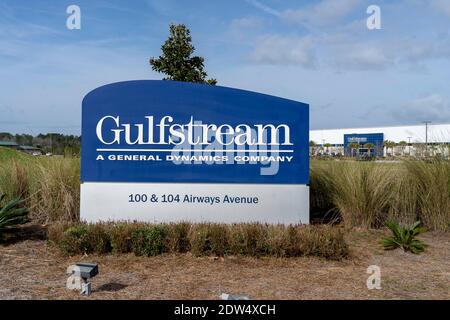 Savannah, Georgia, USA - 18 gennaio 2020: Cartello Gulfstream sull'edificio a Savannah, Georgia, USA. Foto Stock