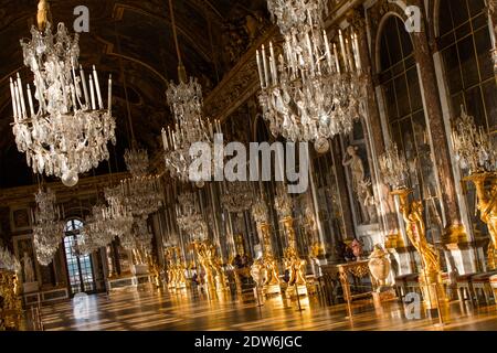 Atmosfera allo Chateau de Versailles durante la Nuit Europeenne des Musees (Notte europea dei Musei), il 17 maggio 2014, a Versailles, vicino a Parigi, Francia. Foto di Romain boe/ABACAPRESS.COM Foto Stock