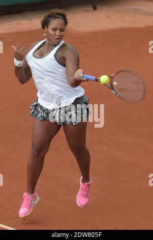 Taylor Townsend degli Stati Uniti che gioca nel terzo round del French Tennis Open 2014 a Roland-Garros Stadium, Parigi, Francia, il 30 maggio 2014. Foto di Henri Szwarc/ABACAPRESS.COM Foto Stock