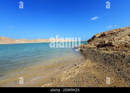 L'insenatura gigante di Khor Garami vicino a Ras al Hadd in Oman. Foto Stock