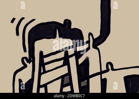 Bianco e nero Abstract bauhaus art style. Pittura con con bianco e nero. Grafica e arte moderna per la stampa. Grunge arte Foto Stock