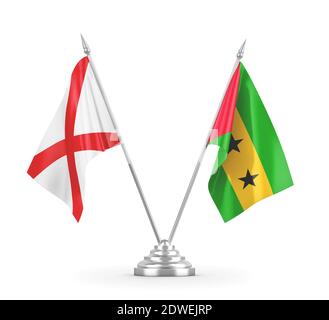 Bandiere da tavolo Sao Tomé e Principe e Irlanda del Nord Foto Stock