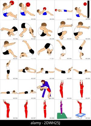 Illustrazione dalla colezione di 280 sport che si stigola ogni st ha circa 30 posture. Per gli istruttori di ginnastica e gli istruttori di personel quali i phys Illustrazione Vettoriale