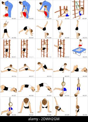 Illustrazione dalla colezione di 280 sport che si stigola ogni st ha circa 30 posture. Per gli istruttori di ginnastica e gli istruttori di personel quali i phys Illustrazione Vettoriale