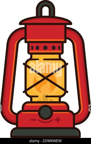 Illustrazione del vettore della lampada del kerosene per la giornata del petrolio il 27 agosto. Simbolo di isolamento dell'illuminazione di combustione. Illustrazione Vettoriale