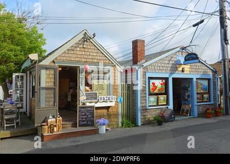 Galleria storica su Bearskin Neck nel centro di Rockport, Massachusetts, Stati Uniti. Foto Stock