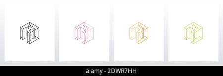 Disegno del logo a reticolo cubico lettera A Illustrazione Vettoriale