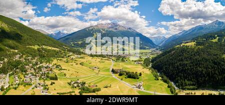 Bormio, Valtellina (IT), Vista aerea panoramica Foto Stock