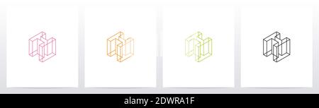 Design a reticolo cubico con logo lettera H Illustrazione Vettoriale