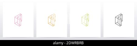 Design a reticolo cubico con logo Letter L Illustrazione Vettoriale