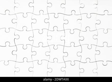 Primo piano vista del puzzle bianco mockup Foto Stock