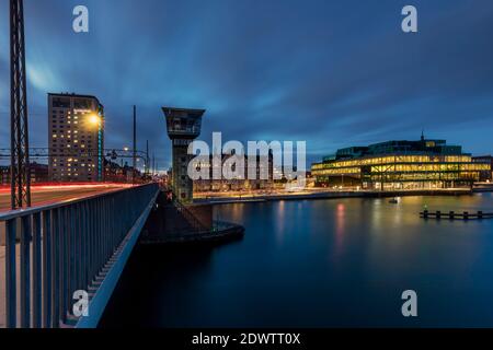 Il nuovo Danish Architecture Center (DAC) visto da Langebro in Centro di Copenhagen Foto Stock