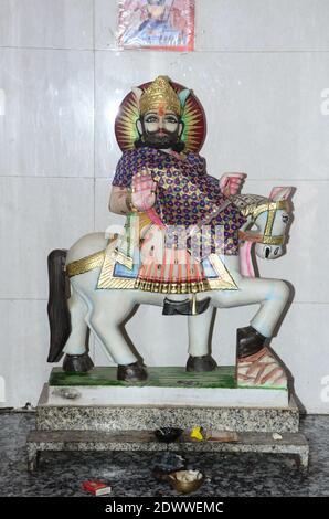 Bella vista dell'idolo del dio popolare di Rajasthan Baba Ramdev Ji Maharaj Foto Stock