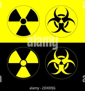Cartello di pericolo radiazioni, cartello di pericolo biologico Illustrazione Vettoriale