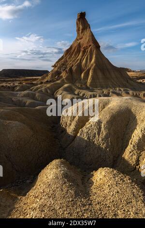 Pietra arenaria di Castildetierra a Bardenas Reales, Navarra, Spagna Foto Stock