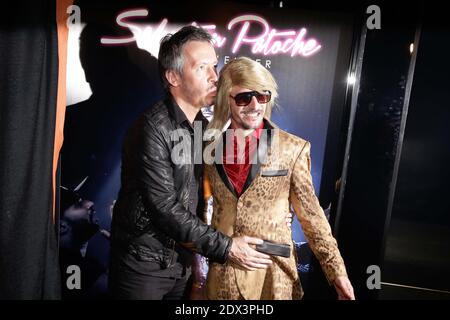 Jean-Luc Lemoine e Sebastien Patoche (Cartman) partecipano alla mostra di Sebastien Patoche e a una festa per festeggiare il compleanno di Tefa che si è tenuto presso il 'Theatre du Renard' di Parigi, in Francia, il 1° luglio 2014. Foto di Jerome Domine/ABACAPRESS.COM Foto Stock