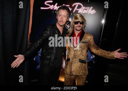 Jean-Luc Lemoine e Sebastien Patoche (Cartman) partecipano alla mostra di Sebastien Patoche e a una festa per festeggiare il compleanno di Tefa che si è tenuto presso il 'Theatre du Renard' di Parigi, in Francia, il 1° luglio 2014. Foto di Jerome Domine/ABACAPRESS.COM Foto Stock