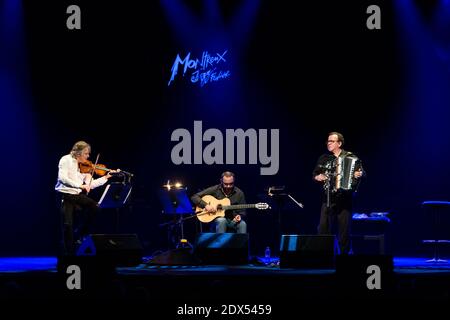 Richard Galliano, Bireli Lagrene e Didier Lockwood si esibisce in concerto al Montreux Jazz Festival, Svizzera, il 18 luglio 2014. Foto di Loona/ABACAPRESS.COM Foto Stock