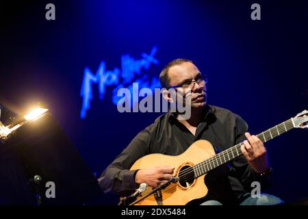 Richard Galliano, Bireli Lagrene e Didier Lockwood si esibisce in concerto al Montreux Jazz Festival, Svizzera, il 18 luglio 2014. Foto di Loona/ABACAPRESS.COM Foto Stock