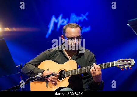 Richard Galliano, Bireli Lagrene e Didier Lockwood si esibisce in concerto al Montreux Jazz Festival, Svizzera, il 18 luglio 2014. Foto di Loona/ABACAPRESS.COM Foto Stock