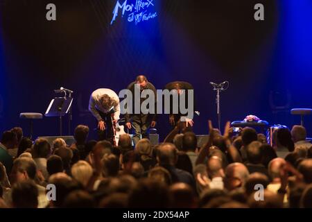 Richard Galliano, Bireli Lagrene e Didier Lockwood si esibisce in concerto al Montreux Jazz Festival, Svizzera, il 18 luglio 2014. Foto di Loona/ABACAPRESS.COM Foto Stock