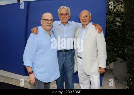 Il fotografo Gerard Schachmes, Bernard D'ormale e sindaco di Saint-Tropez Jean-Pierre Tuveri partecipa alla mostra fotografica Brigitte Bardot 'Brigitte for ever' a Saint-Tropez, Francia, 26 luglio 2014. Foto di Laurene Favier/ABACAPRESS.COM Foto Stock