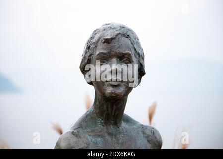 Sculpture de Friedhelm Zilly réalisée it 2011. Lac du Bourget. Savoia. Francia Foto Stock