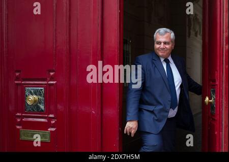 Thierry Herzog, avvocato dell'ex presidente francese Nicolas Sarkozy, lascia l'ufficio di Sarkozy a Paris.France il 6 settembre 2014. Foto ABACAPRESS.COM Foto Stock