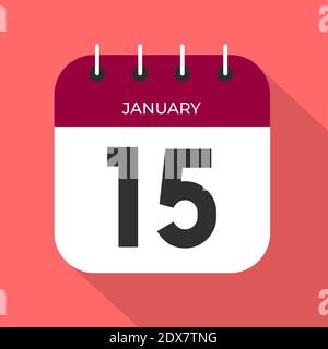Giorno di calendario 15. Numero quindici su carta bianca con bordo di colore del vino su sfondo rosa vettore. Illustrazione Vettoriale