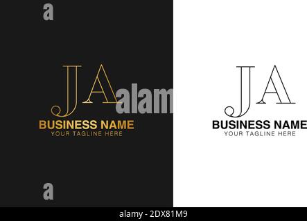 JA J un primo abstract moderno logo creativo minimo, immagine vettoriale modello. Logo logotipo di lusso, logo iniziale. Illustrazione Vettoriale
