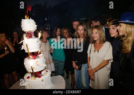 Adeline Blondieau, Jennifer Boccara, Philippe Lellouche e sua moglie Vanessa Demouy, Pascal Elbe e Nicole Calfan partecipano alla festa per celebrare il decimo anniversario dell' 'Hotel de Sers', a Parigi, in Francia, il 10 settembre 2014. Foto di Jerome Domine/ABACAPRESS.COM Foto Stock