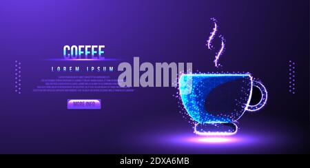 illustrazione vettoriale coffee java low poly wireframe Illustrazione Vettoriale