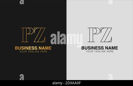 PZ P Z iniziale abstract moderno logo creativo minimo, immagine vettoriale modello. Logo logotipo di lusso, logo iniziale. Illustrazione Vettoriale