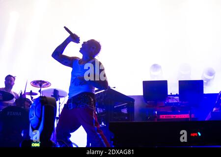 Keith Flint, Lead Singer of the Prodigy, Dies at 49 - immagini della band Prodigy con il canto Keith Flint che si esibisce al Paleo Festival di Nyon il 25 luglio 2014. Foto di Loona/ABACAPRESS.COM Foto Stock