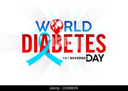 Giornata mondiale del diabete, 14 novembre campagna o festa giorno, applicabile per poster, volantino, banner di sfondo con effetto tipografico testo, blu Illustrazione Vettoriale