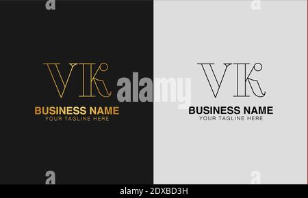 VK V K Initial Based abstract Modern minimal creative logo, immagine vettoriale modello. Logo Luxury logotype, logo iniziale. Illustrazione Vettoriale