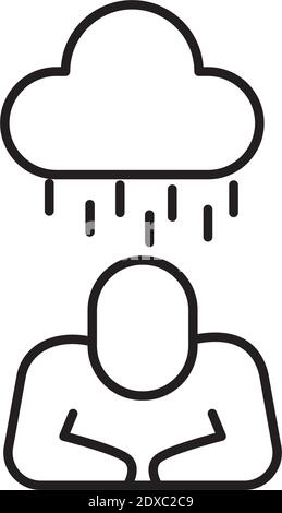 umano con nuvola piovoso psicologo salute linea di stile vettore icona disegno dell'illustrazione Illustrazione Vettoriale