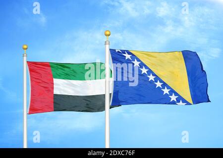 Gli Emirati Arabi Uniti e la Bosnia-Erzegovina due bandiere Foto Stock
