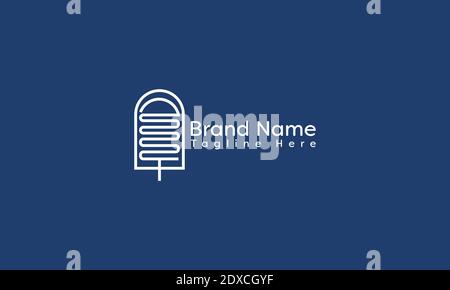 disegno del logo del gelato e modello vettoriale Illustrazione Vettoriale