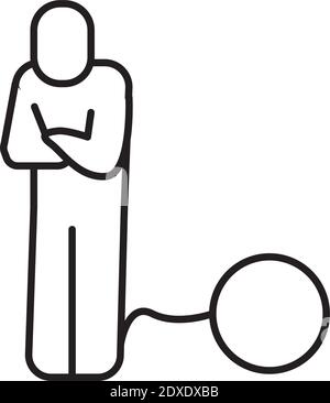umano con schiavo fetter psicologo salute linea di stile vettore icona disegno dell'illustrazione Illustrazione Vettoriale
