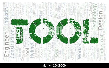 Testo tipografico degli strumenti nuvola di parole creare solo con testo Foto Stock